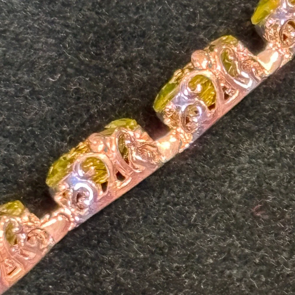 925 Sterling Silver Oval Peridot Tennis Bracelet 24.60ctw Green Gemstones 7.5